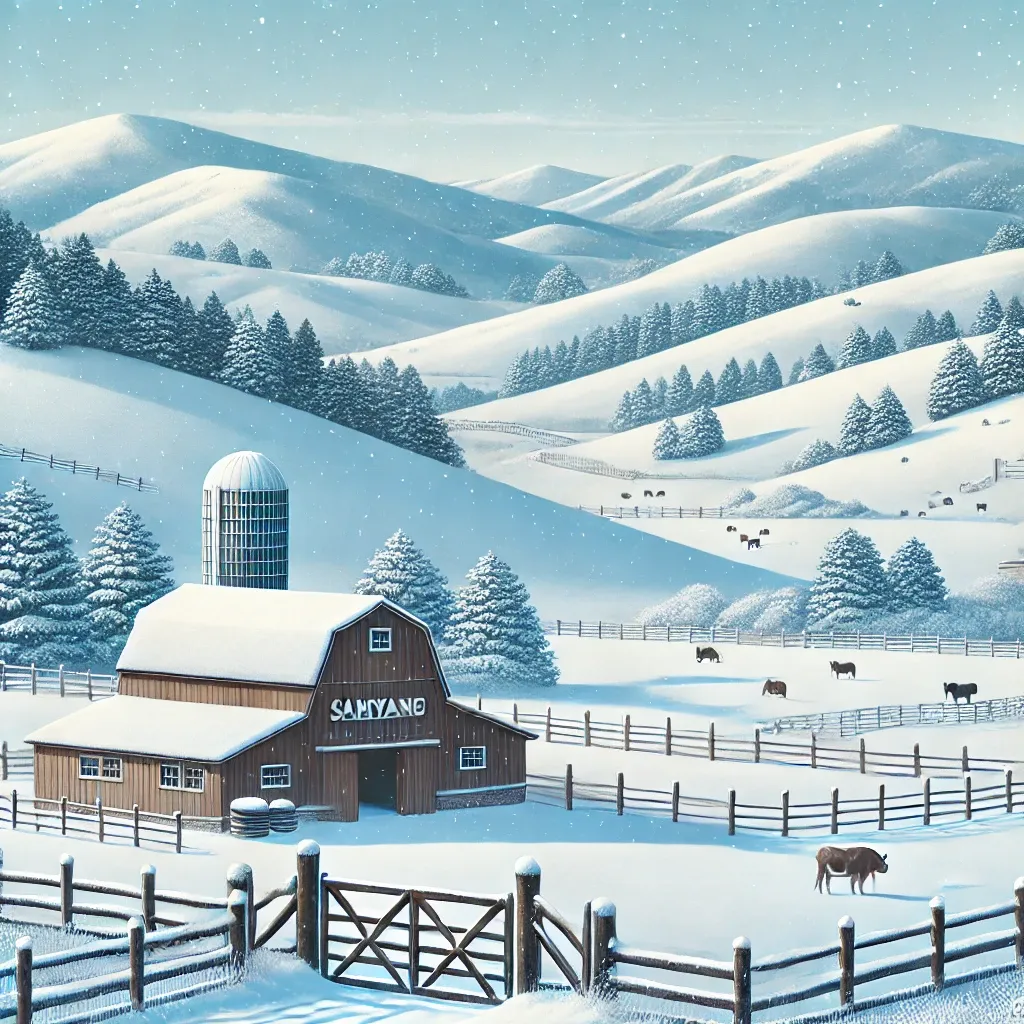 강원도 대관령 삼양목장의 겨울 설경