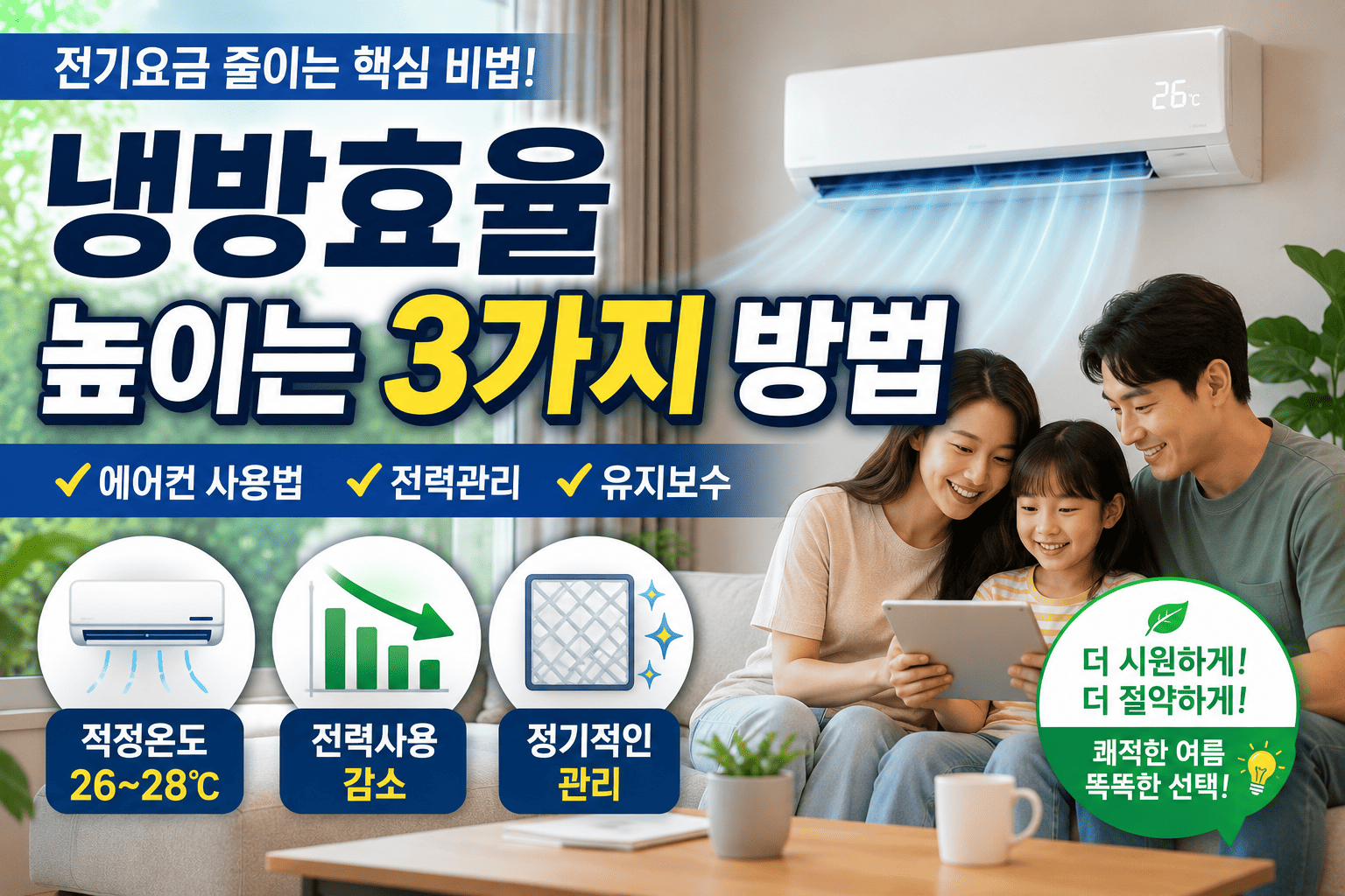 냉방효율 높이는 방법 (에어컨, 전력관리, 유지보수)