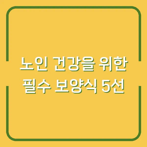 노인 건강을 위한 필수 보양식 5선