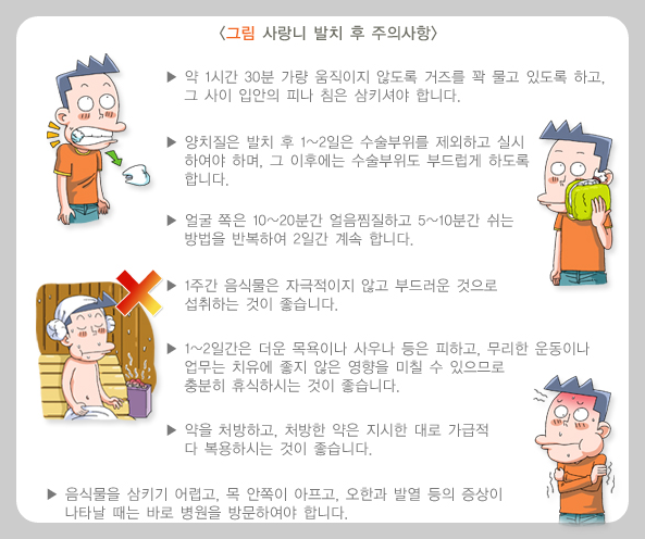 사랑니 발치 후 주의사항