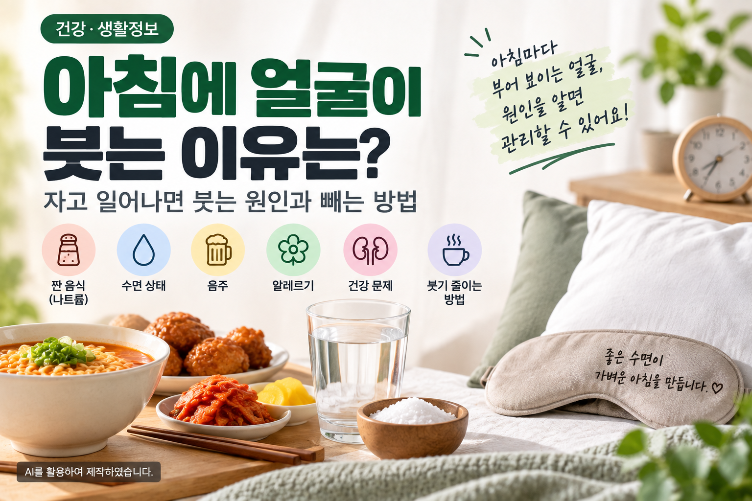 아침에 얼굴이 붓는 이유와 주요 원인 및 붓기 줄이는 방법