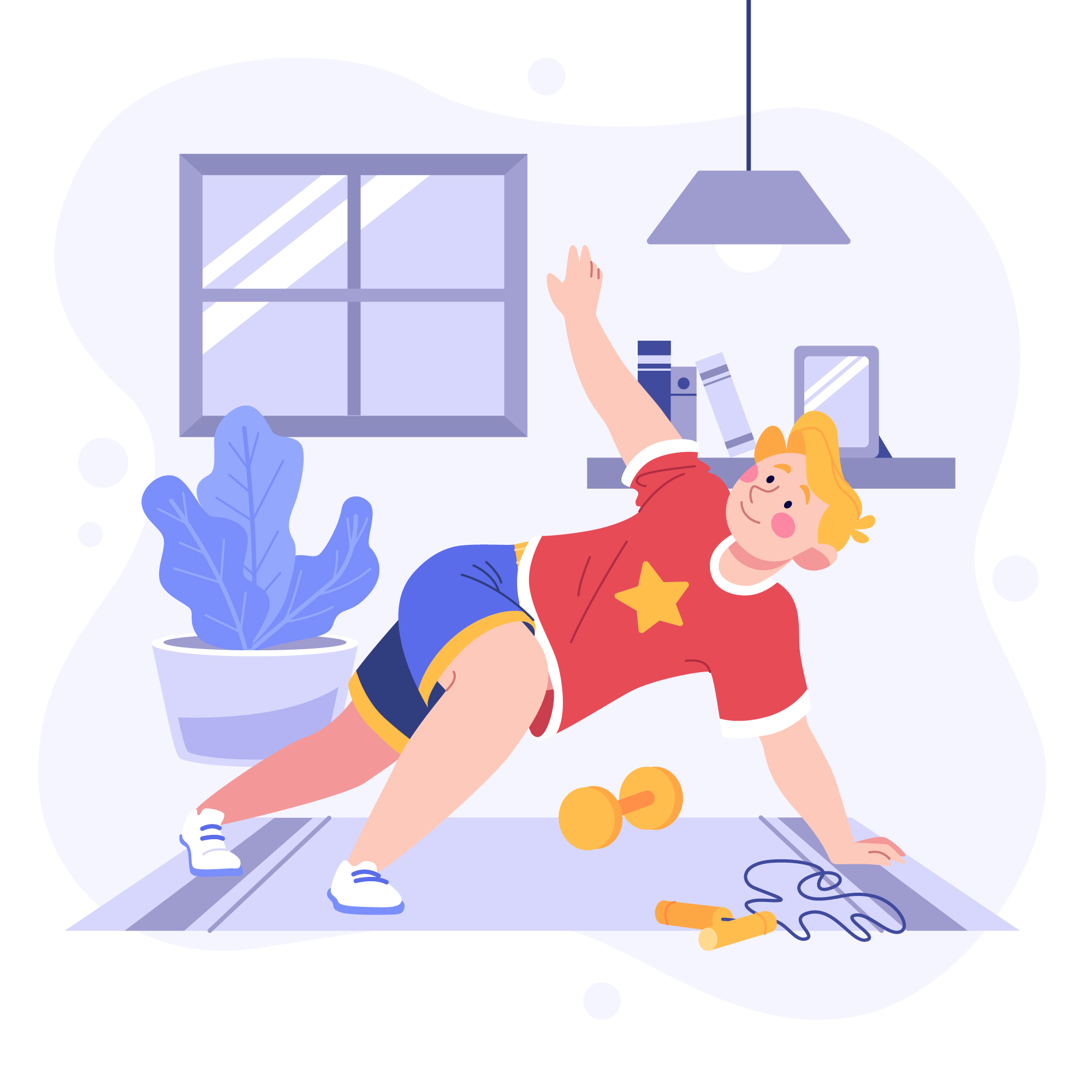 남자 사람이 집에서 스트레칭 하는 모습