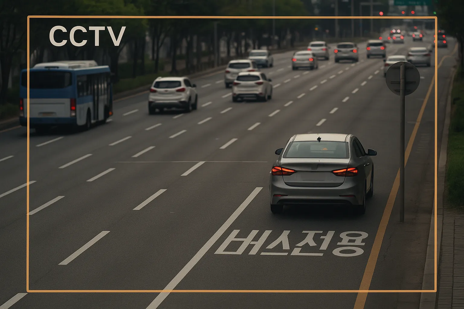 CCTV에 찍힌 버스전용차로 위반 차량 장면