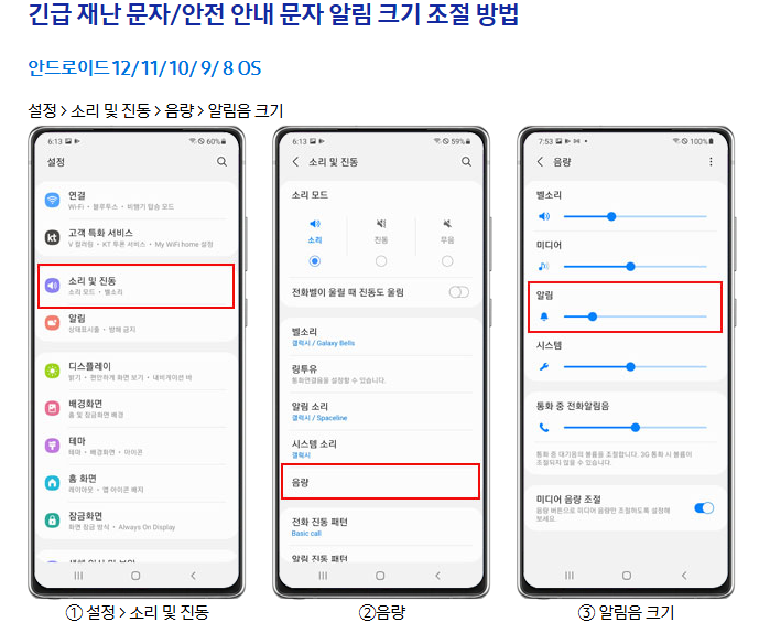 재난문자 알림설정 방법(삼성, 아이폰)