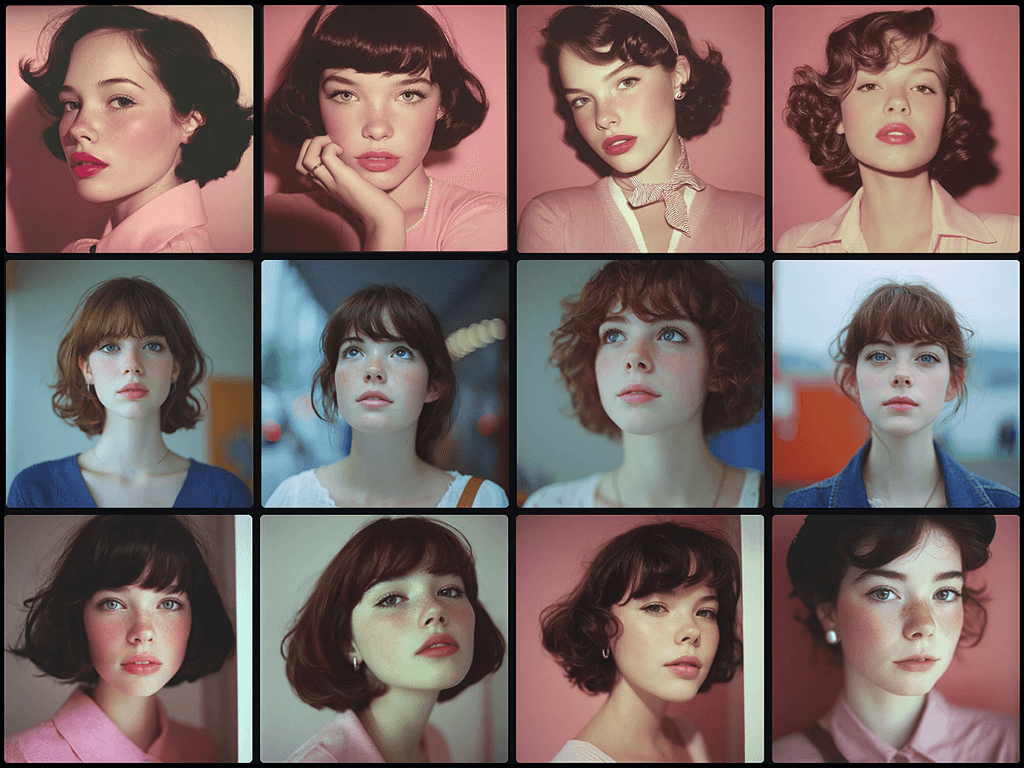 미드저니 스타일 코드(--sref)를 단독으로 사용하거나 믹스하여 생성된 이미지 결과물 비교 예시_Midjourney