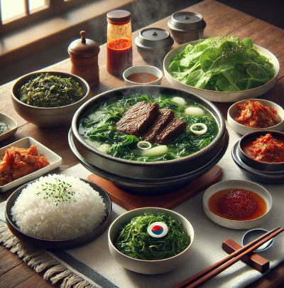 미역과 다시마가 들어간 해조류 밥상