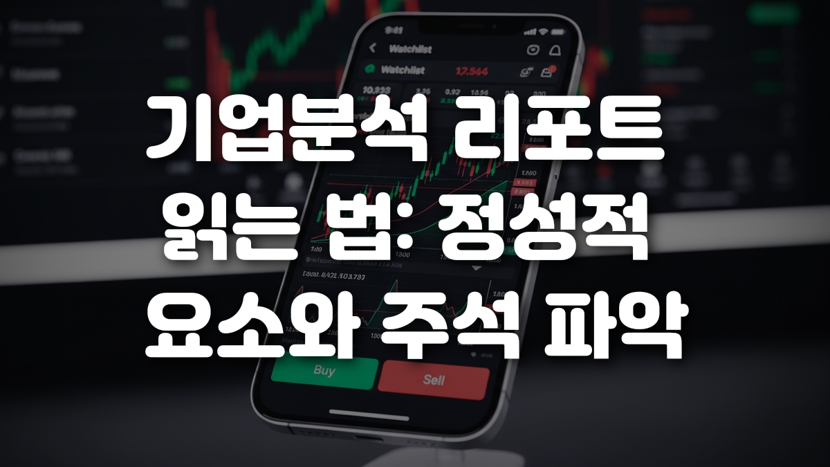 기업분석 리포트 읽는 법 정성적 요소와 주석 파악