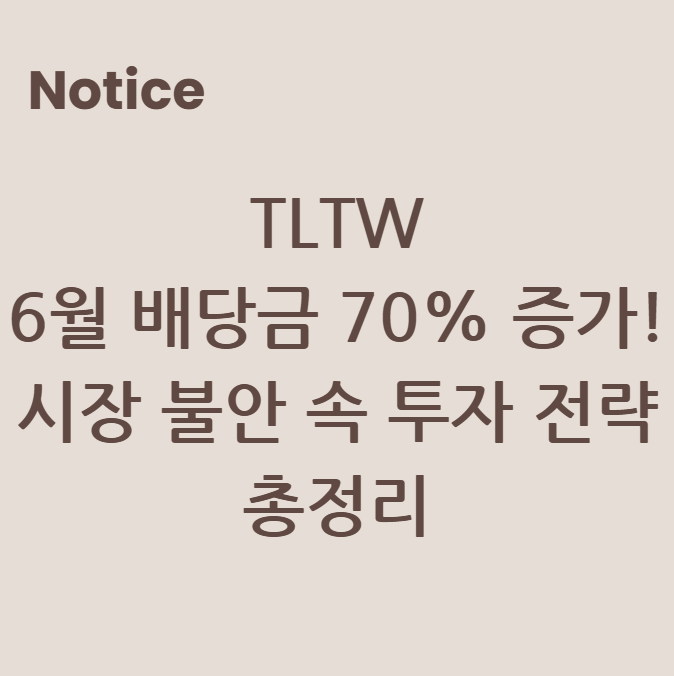 TLTW 6월 배당금 70% 증가! 시장 불안 속 투자 전략 총정리