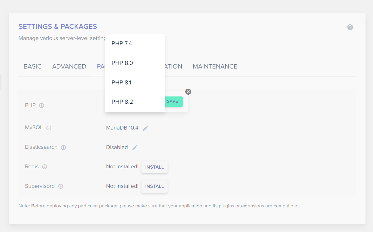 클라우드웨이즈 PHP 8.2