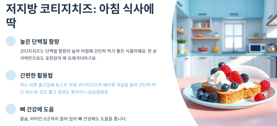 저지방 코티지치즈: 아침 식사에 딱