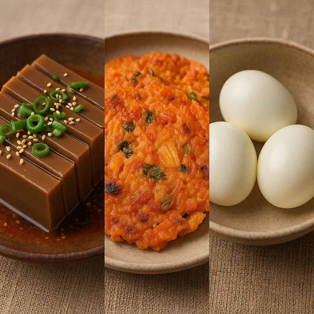 도토리묵-김치전-삶은계란