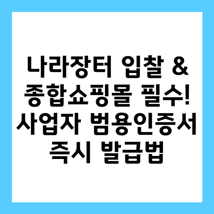 나라장터 입찰 &amp; 종합쇼핑몰 필수! 사업자 범용인증서 즉시 발급법