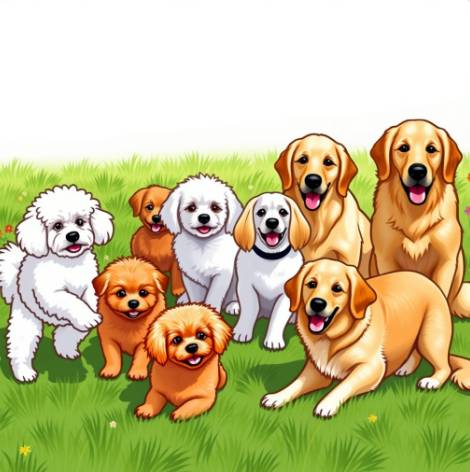 여러 견종이 모여 있는 모습