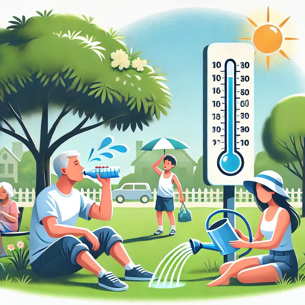 폭염에 대한 관리를 상징하는 그림