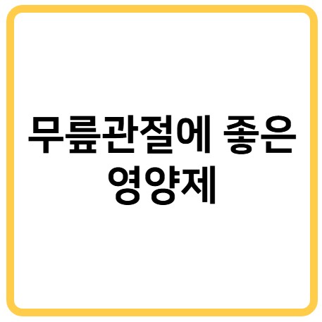 무릎관절에 좋은 영양제