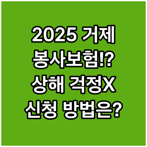 2025 거제시 자원봉사보험: 상해 ..
