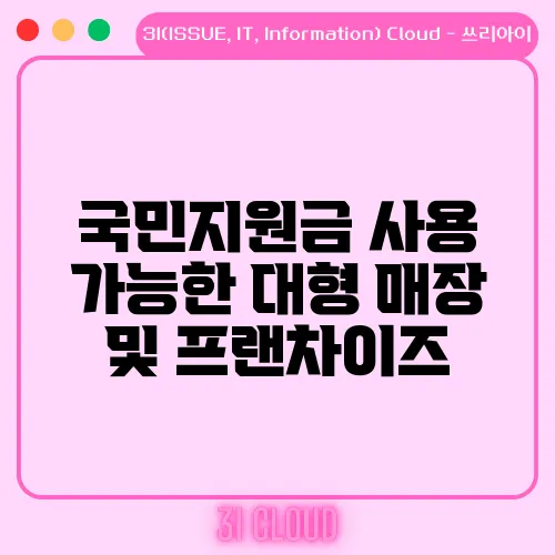 국민지원금 사용 가능한 대형 매장 및 프랜차이즈