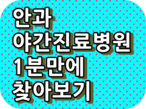 안과 야간 진료, 주말진료, 토요일진료, 일요일진료, 공휴일진료 병원 쉽게 검색하기