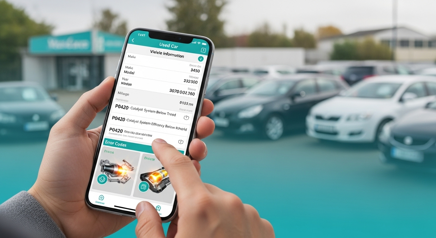 스마트폰 중고차 진단 앱으로 차량 상태를 확인하는 사용자