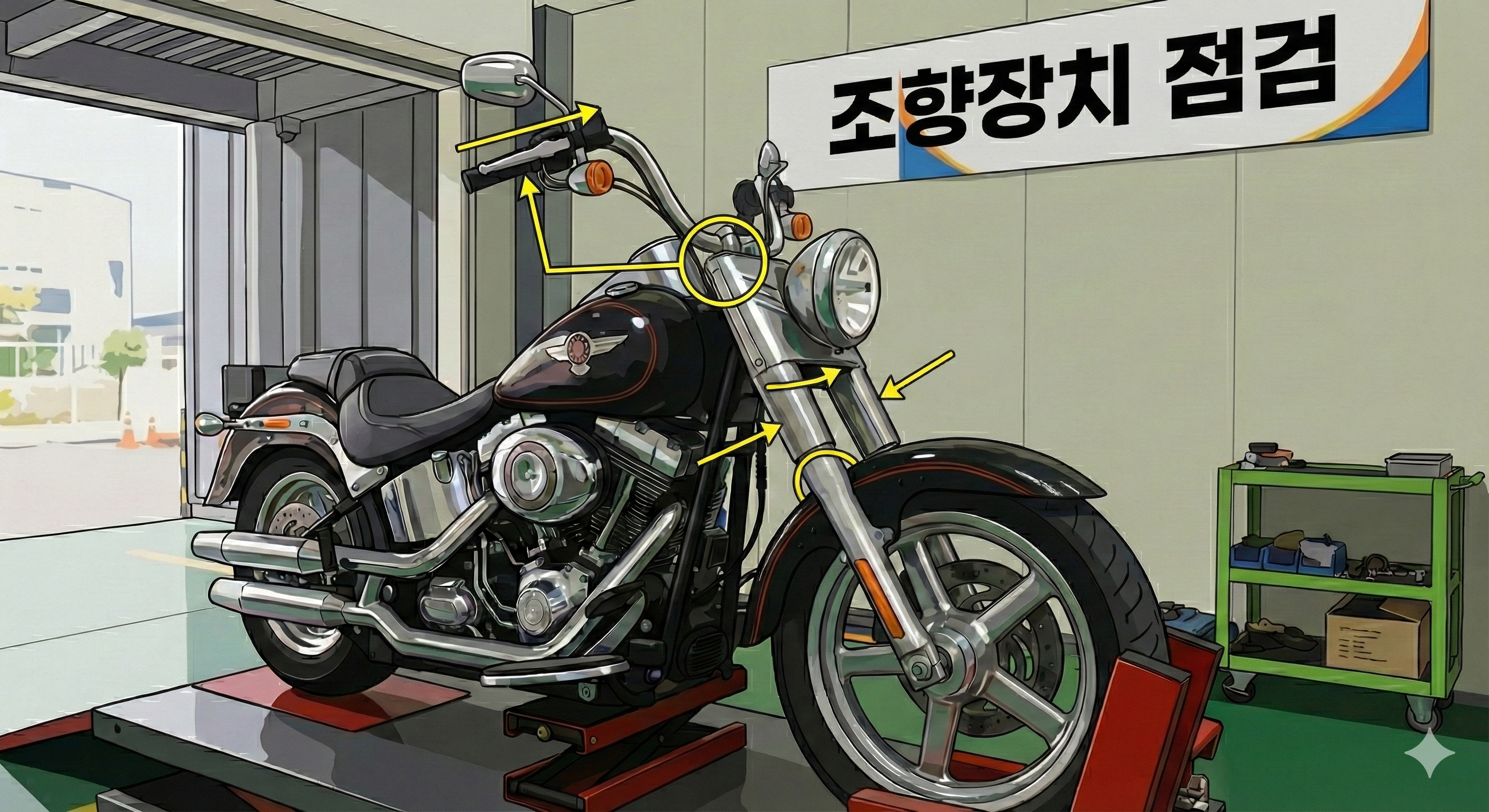 검사항목 7. 이륜차정기검사에서 "조향장치" 란?