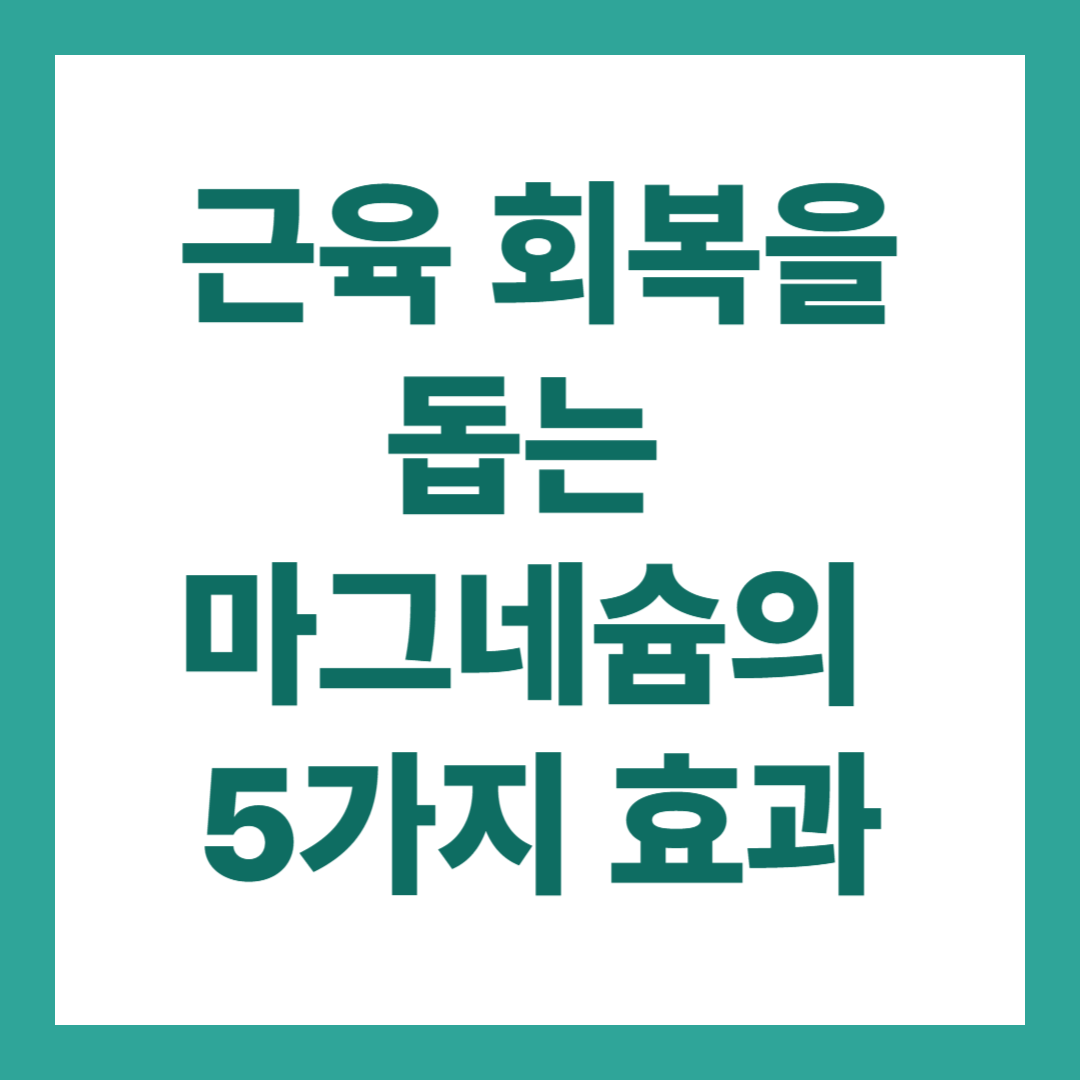 운동 후 근육 회복을 돕는 마그네슘의 5가지 효과