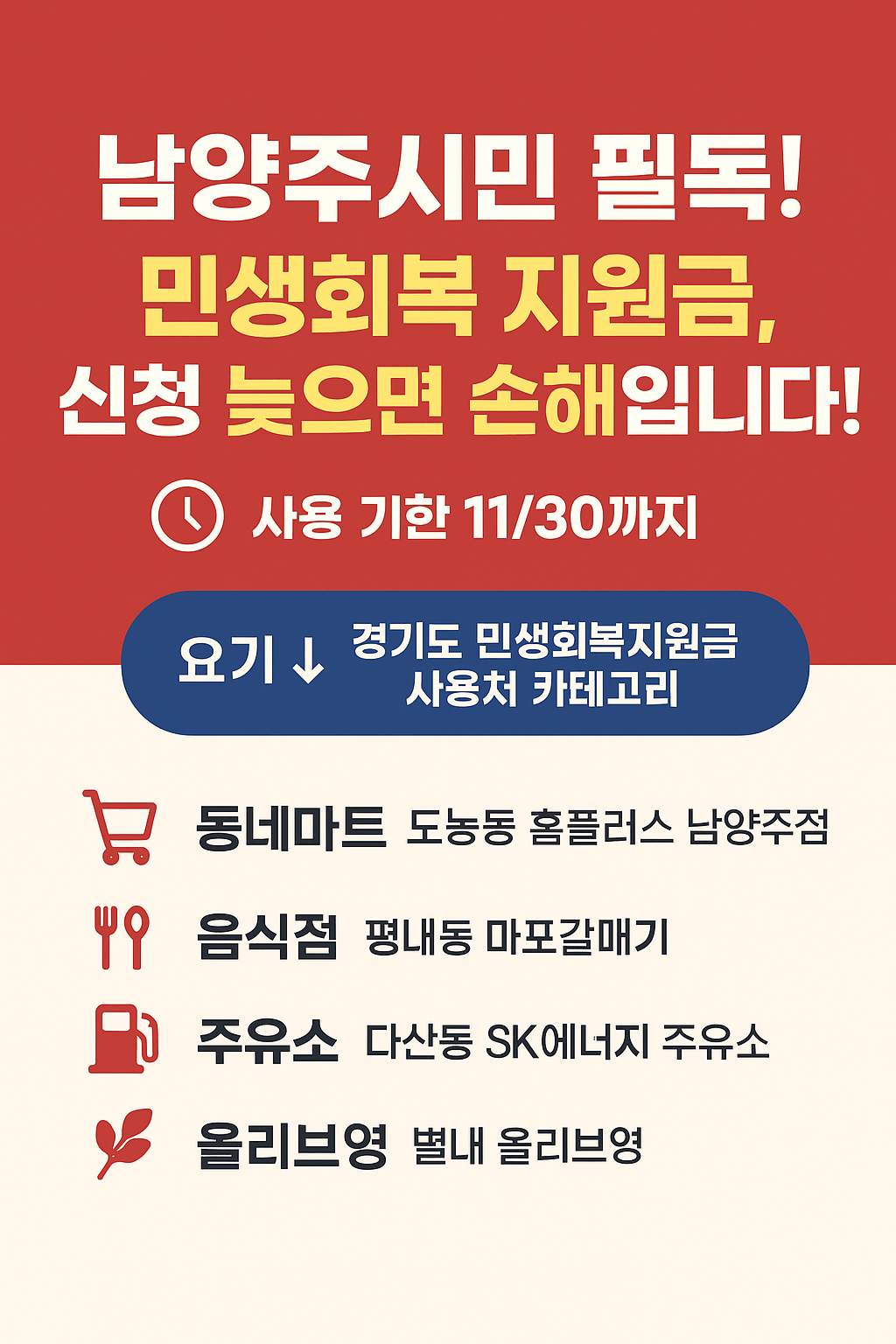 1~2차 남양주시 민생회복지원금 사용처 바로가기