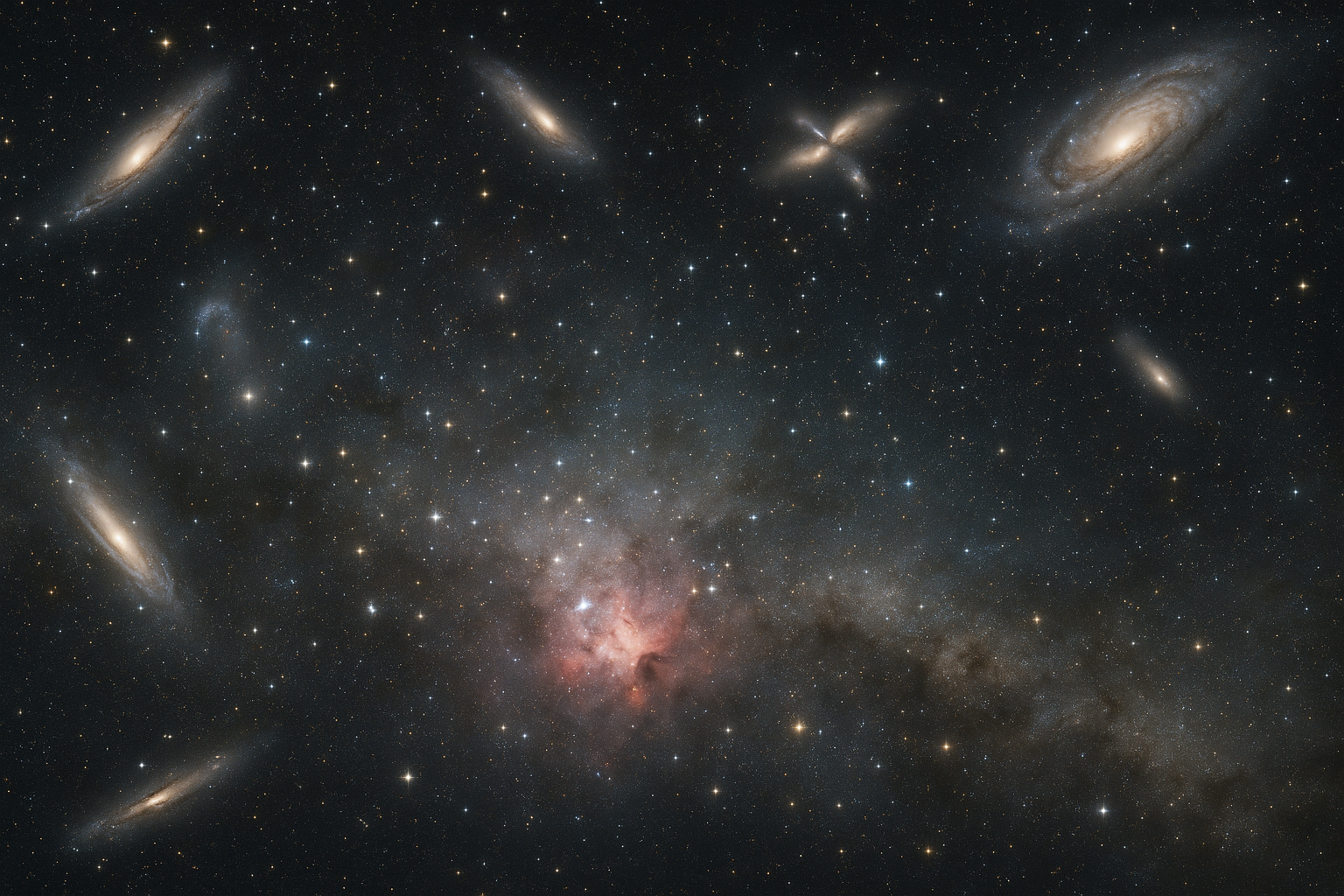 다양한 형태의 은하들과 별 형성 지역