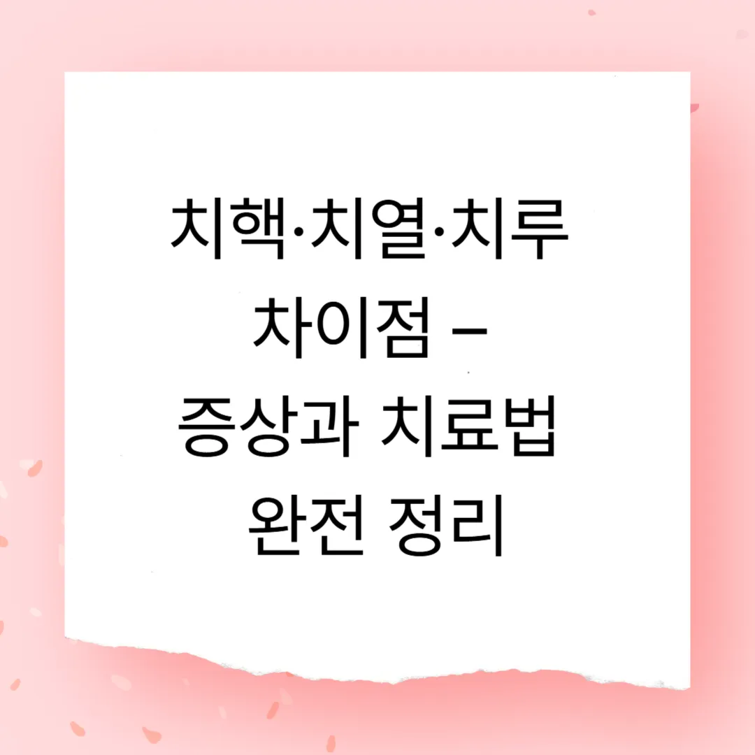 치핵·치열·치루 차이점 – 치질 증상과 치료법 핵심 정리