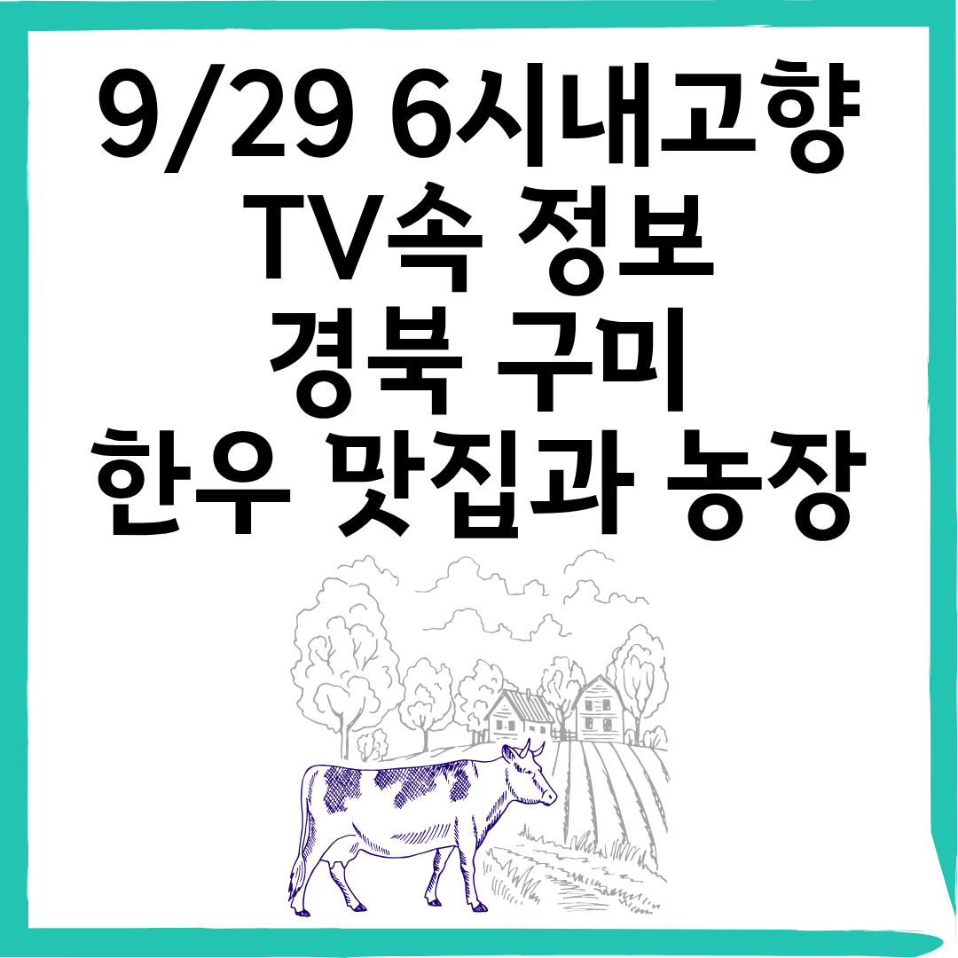 9/29일 6시내고향 구미 한우 맛집과 농장 정보 총정리