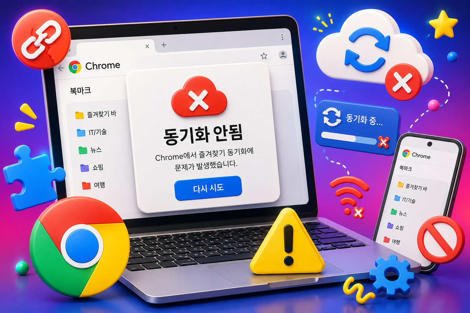 크롬 즐겨찾기 동기화 안됨 해결방법 총정리 북마크 동기화 오류 다른 기기 반영 안될