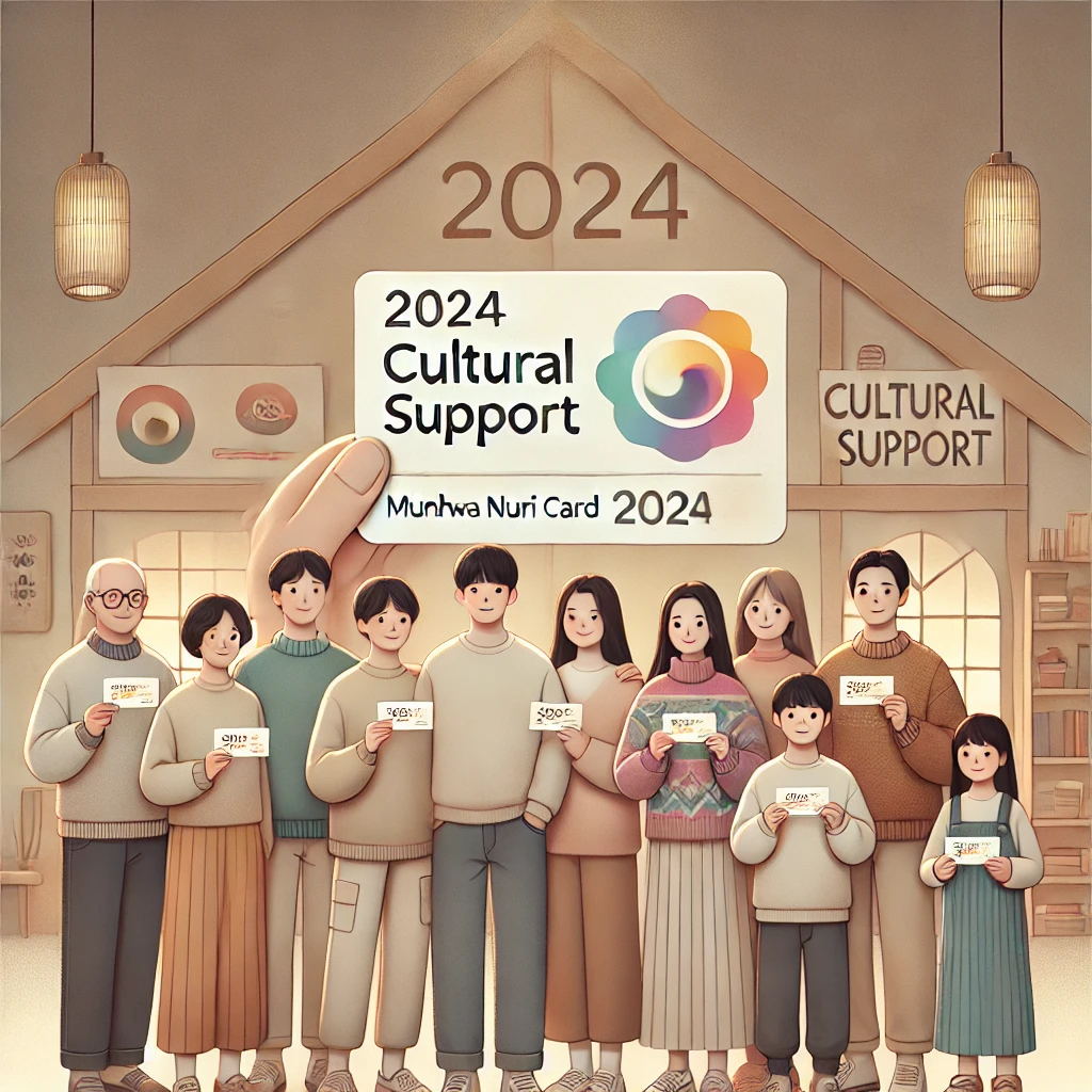 문화누리카드 사용처 안내를 받는 사람들이 문화지원 포스터 앞에 모여 있는 모습