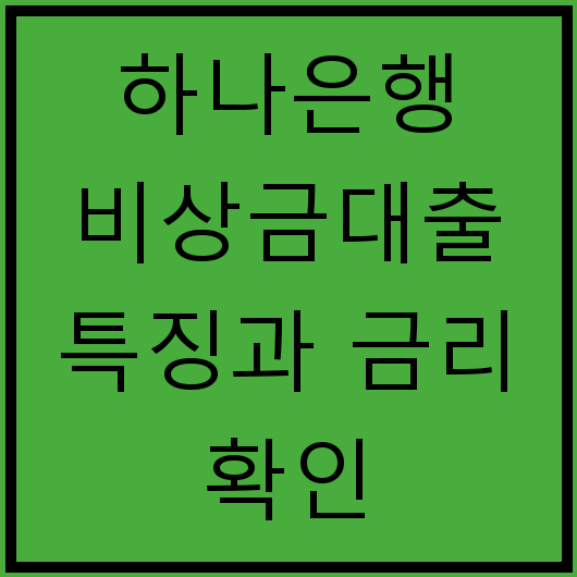 하나은행 비상금대출 특징과 금리 확인