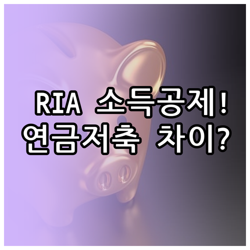 은퇴저축계좌 RIA 소득공제 방식과 ..