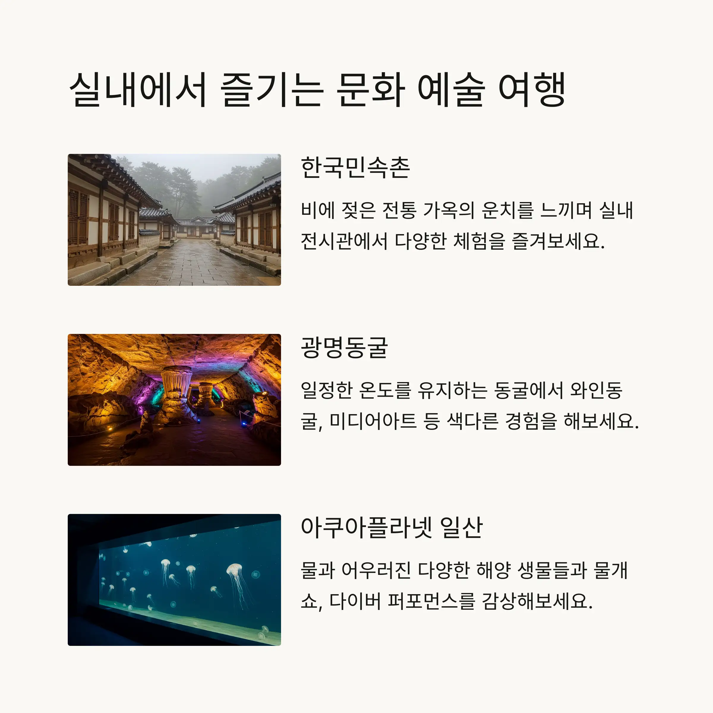 🏛️ 비오는 날도 걱정 없는 실내 명소