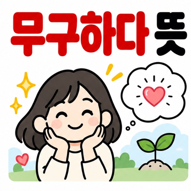 맑은 표정과 깨끗한 마음을 상징하는 아이콘 옆에 무구하다 뜻 문구를 크게 보여주는 대표 카드