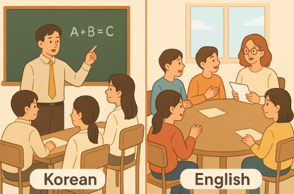 한국과 영어권 학교 수업 방식 비교 관련 사진