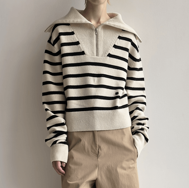 로우클래식 세일러 카라 니트