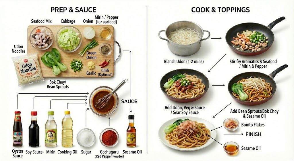 맛집 비법 볶음우동