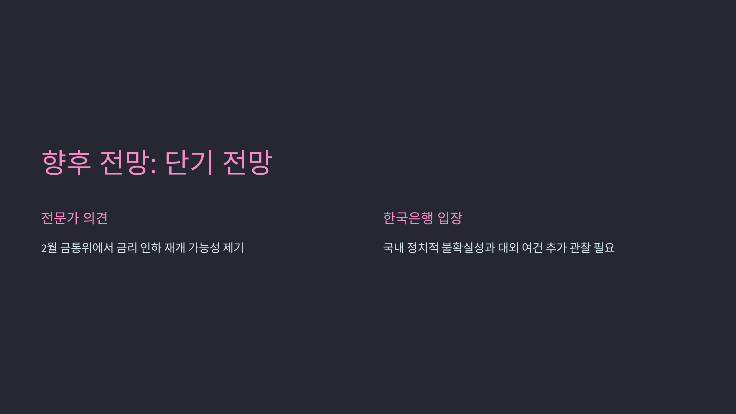 향후 전망: 단기 전망