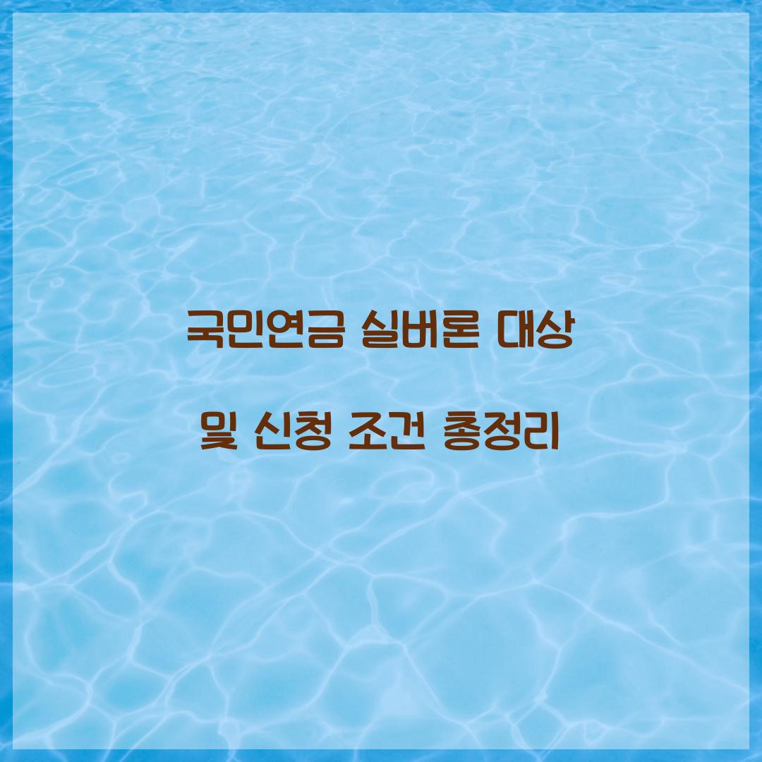 국민연금 실버론 대상