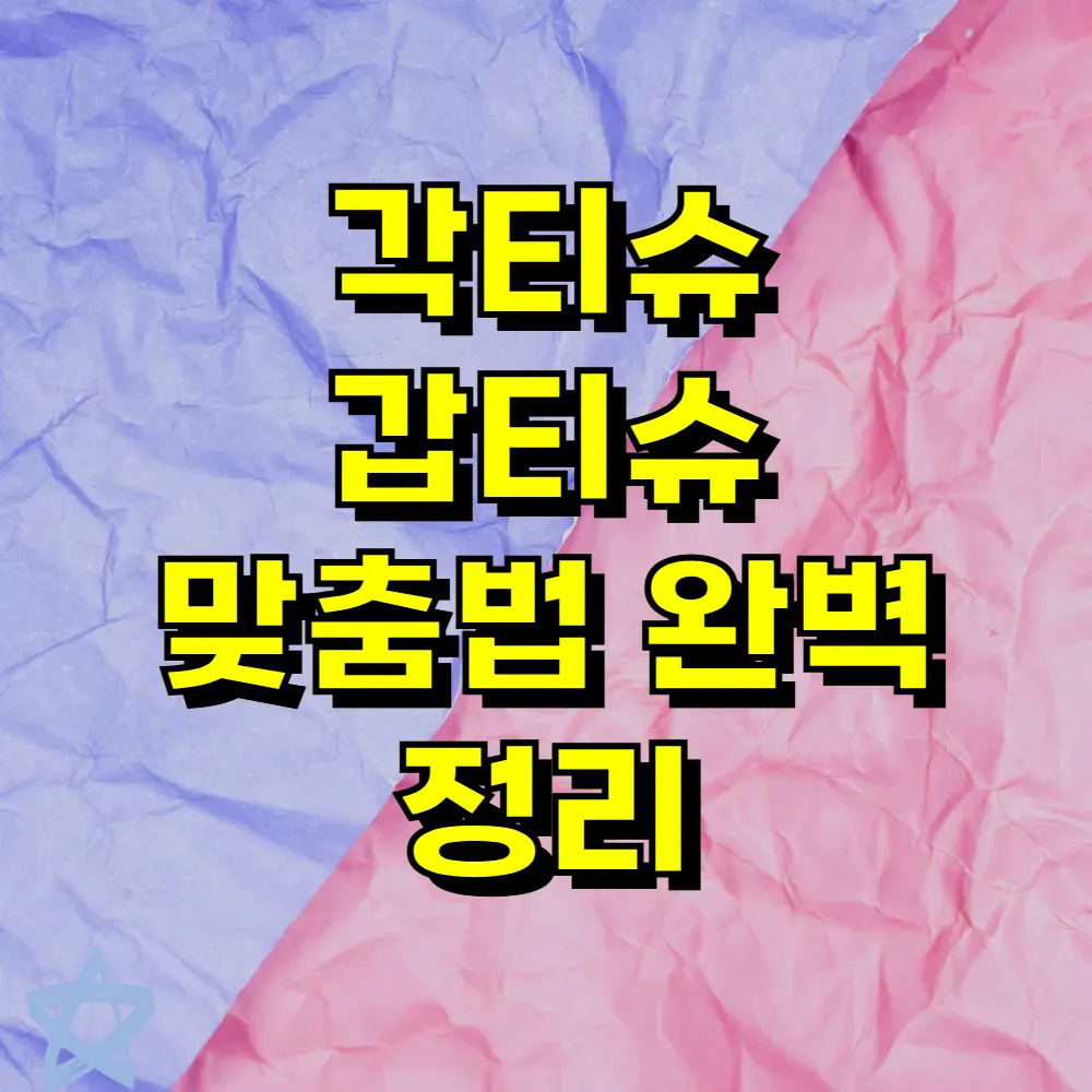 각티슈 갑티슈 맞춤법 완벽 정리