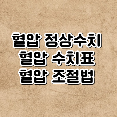 혈압 정상수치 (혈압과 관련된 모든 것, 혈압 수치표)