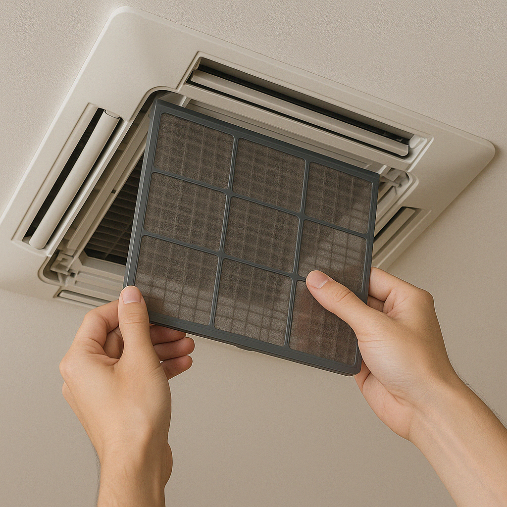 천장형 에어컨 필터 청소 관련 사진