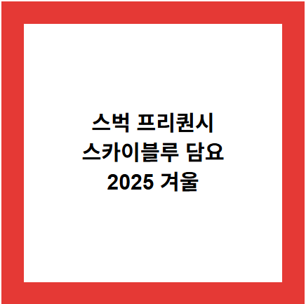 스벅 프리퀀시
스카이블루 담요
2025 겨울