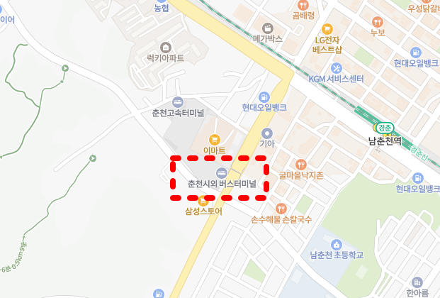 춘천시외버스터미널 위치-지도