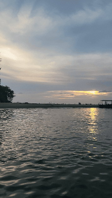 코타키나발루 반딧불 투어 이동 중, 보트에서 촬영한 해질녘 노을이 비치는 강가 풍경 gif