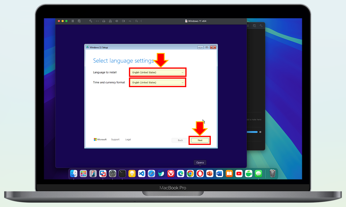 영어를 선택 후 "Next" 버튼을 선택하세요.