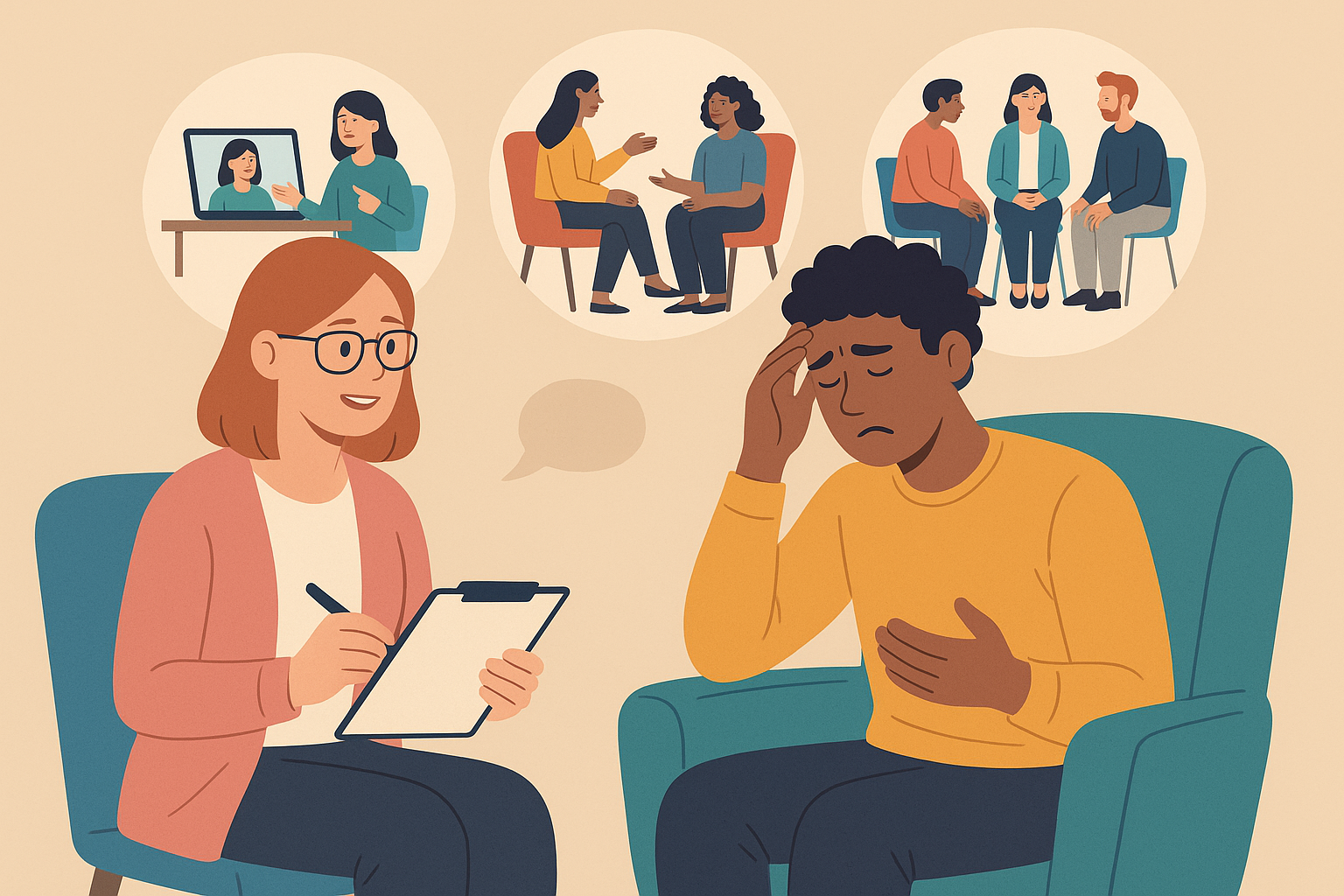 심리 상담 세션 및 다양한 장면