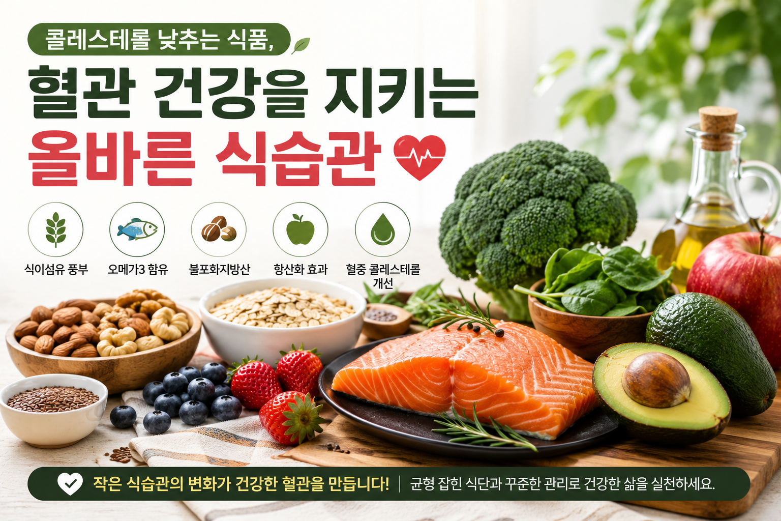 콜레스테롤 낮추는 식습관 요약 이미지