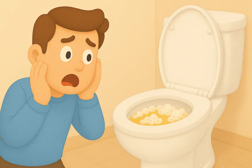 거품이 많고 색이 탁해서 놀라는 남자